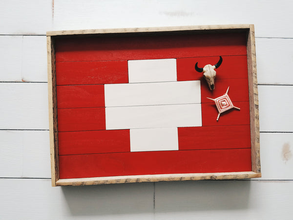 Red and White Swiss Cross Tray