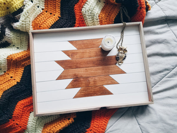White and Natural Aztec Tray (Wholesale)