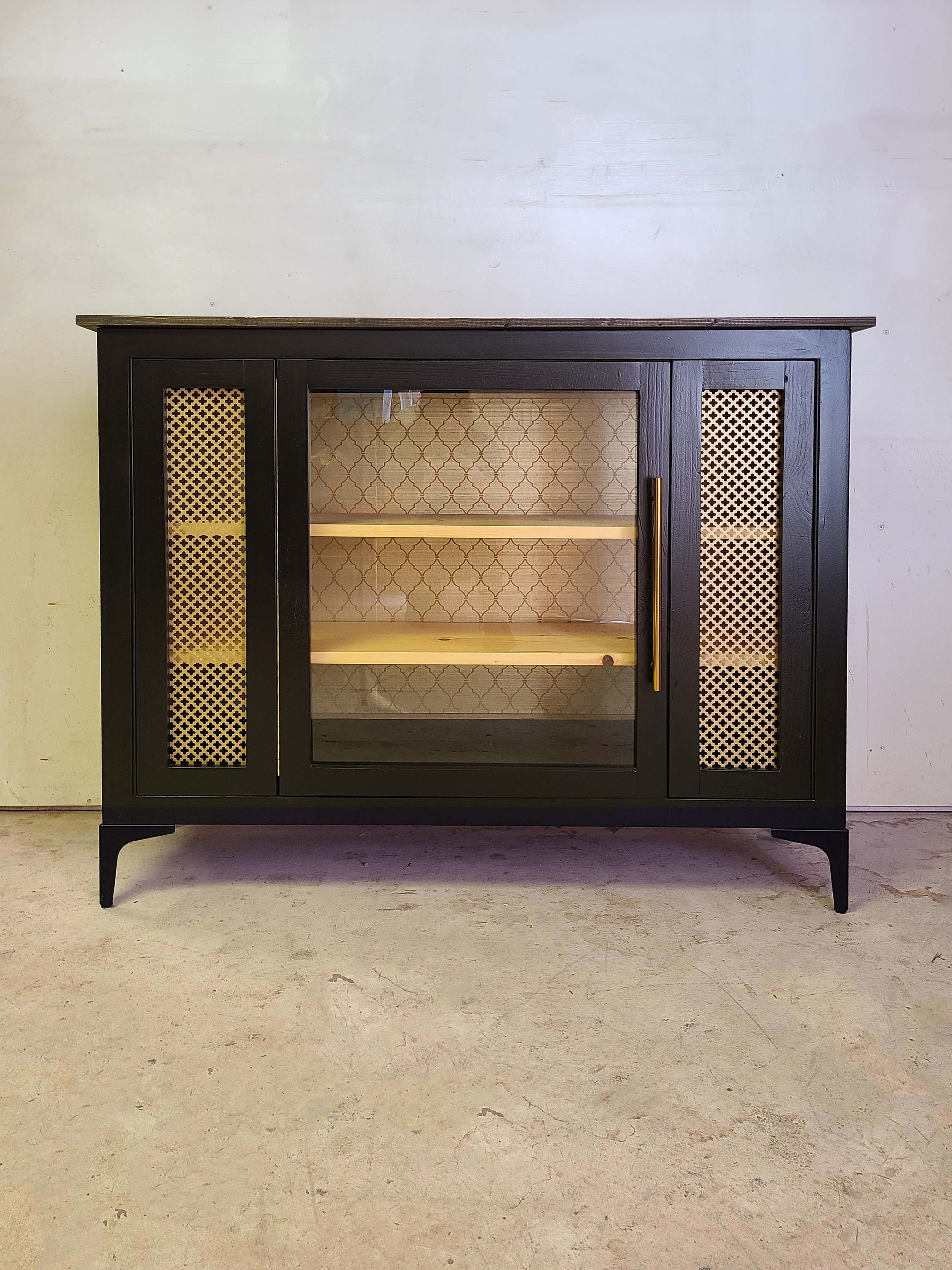 Black and Gold Accent Storage Cabinet