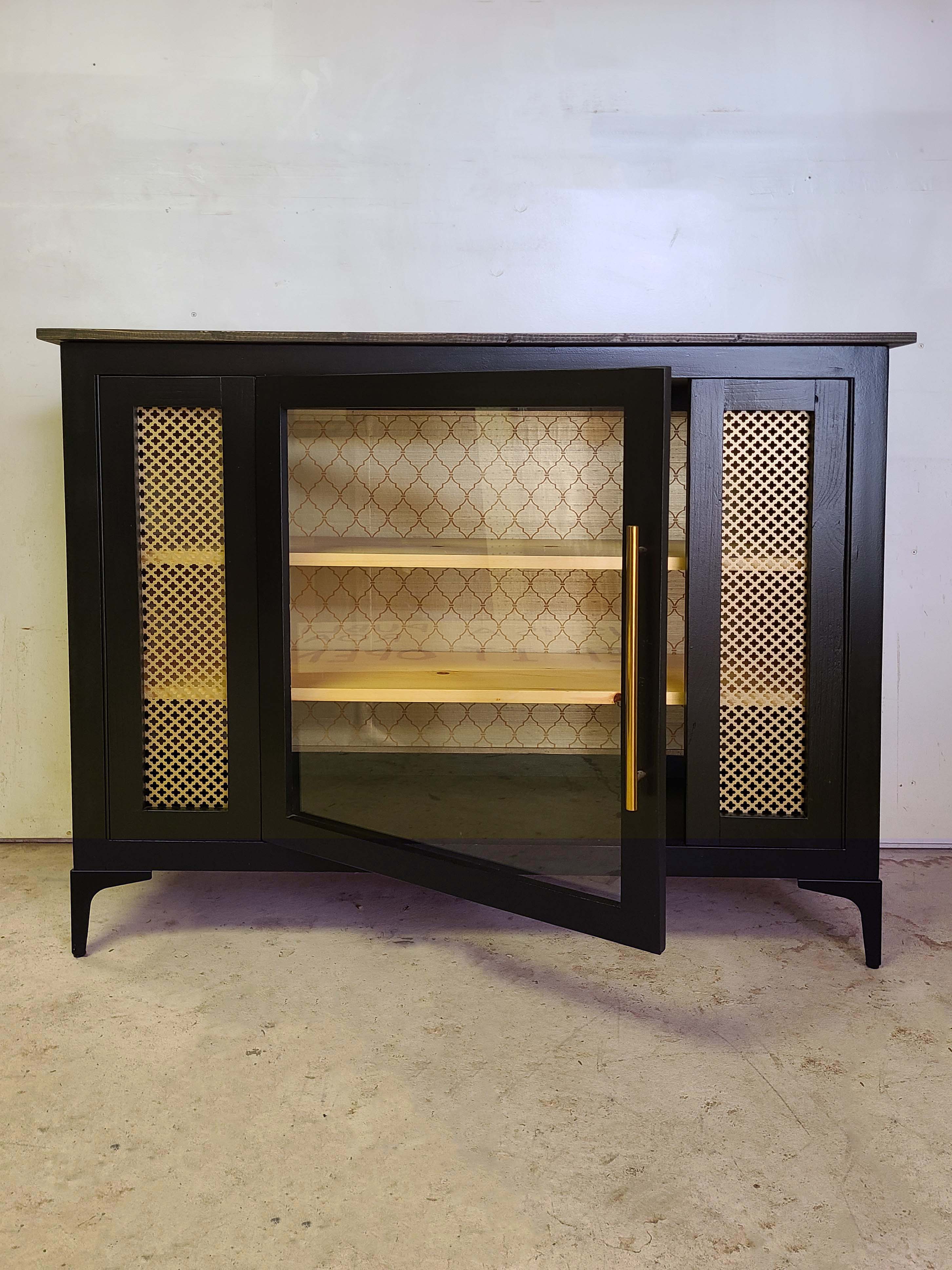 Black and Gold Accent Storage Cabinet