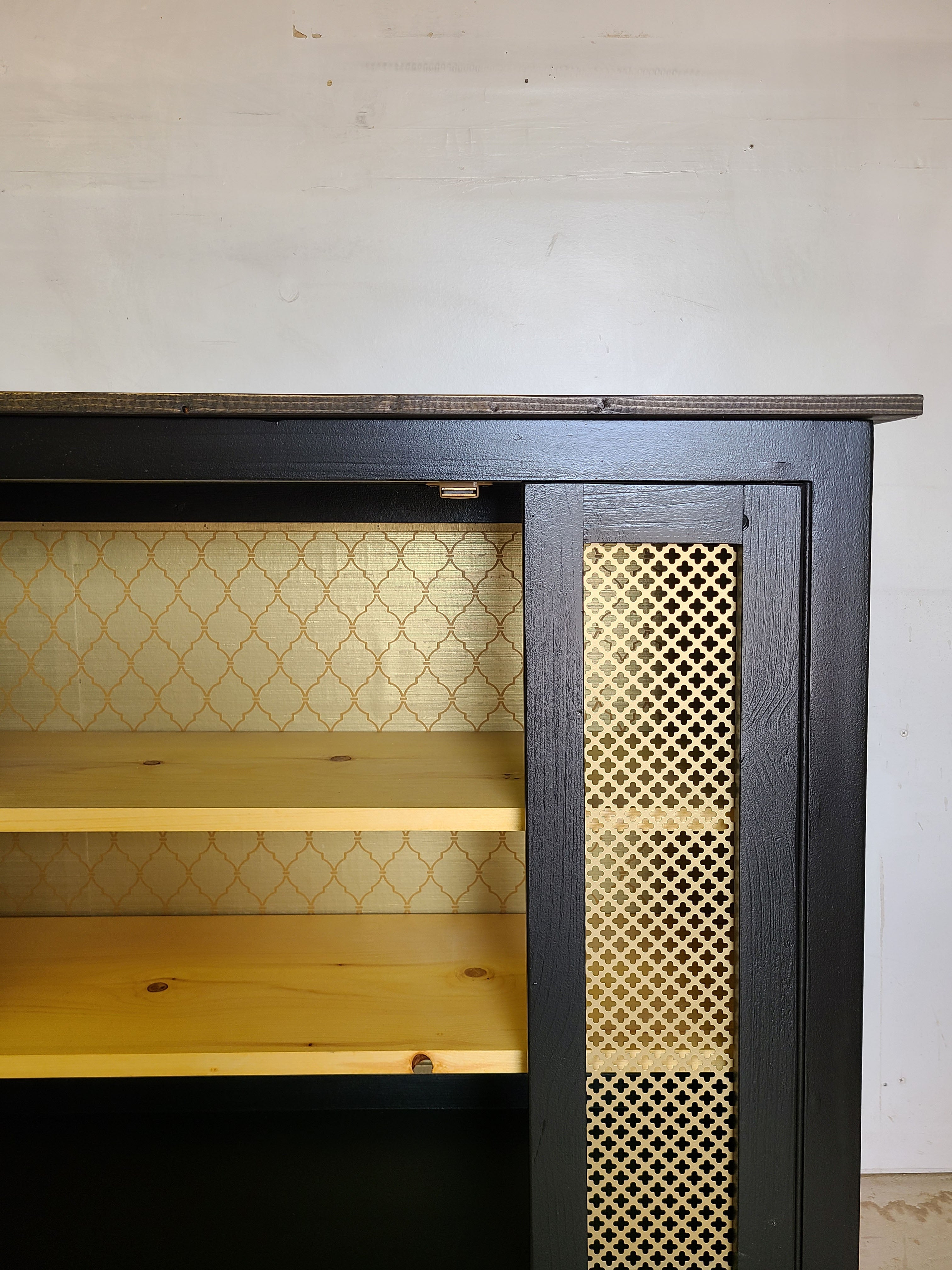 Black and Gold Accent Storage Cabinet