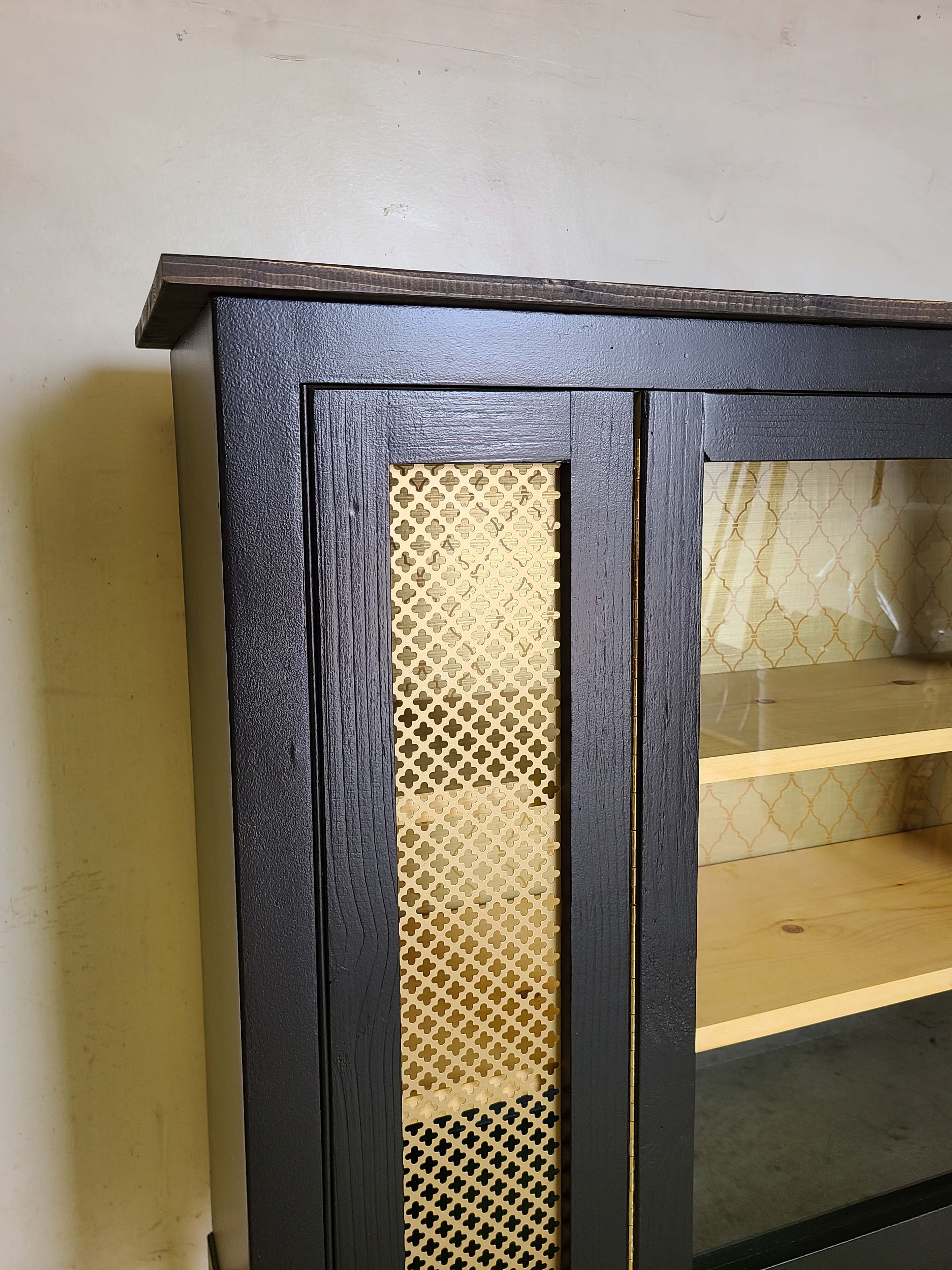 Black and Gold Accent Storage Cabinet