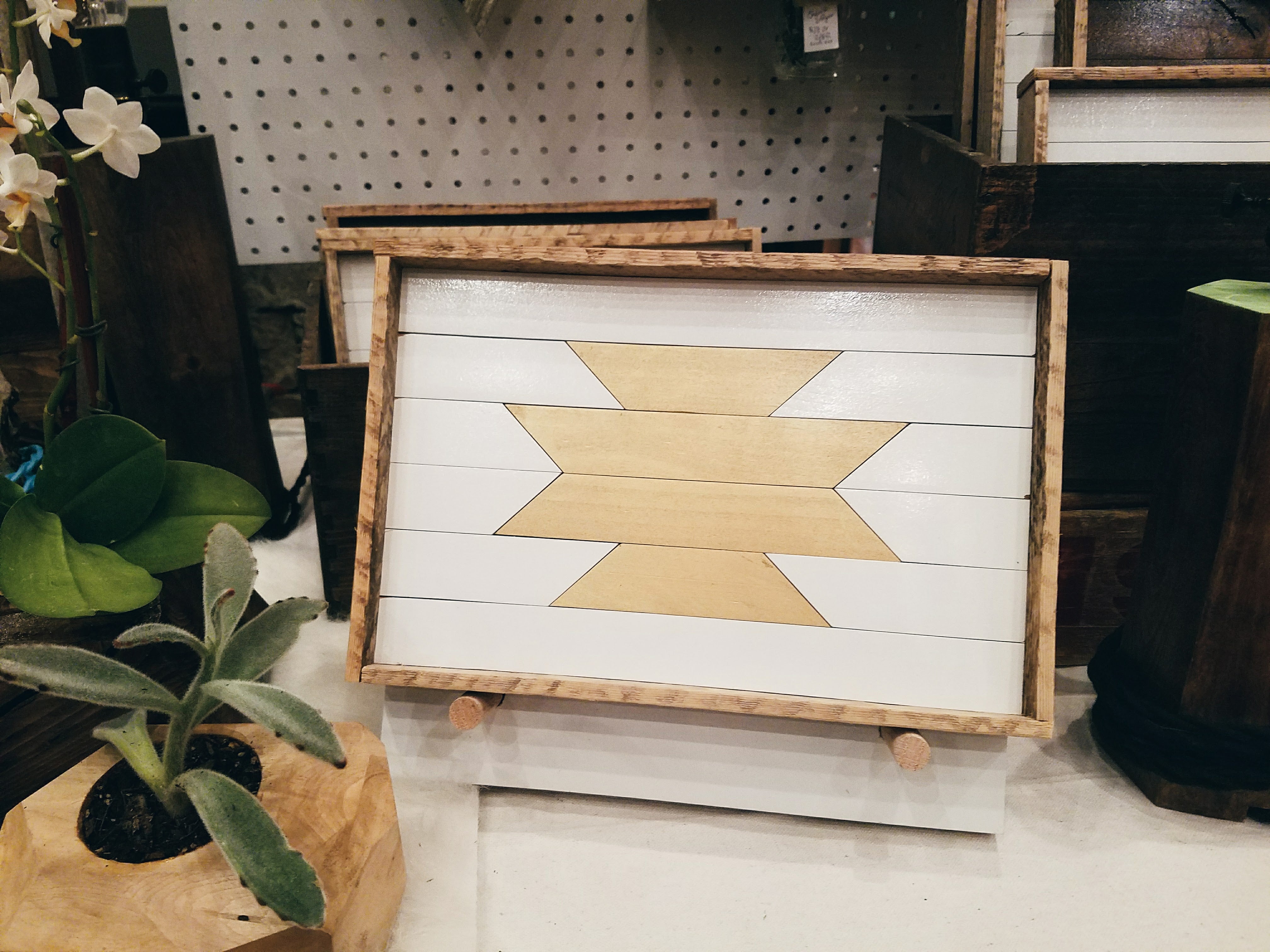 White and Gold Aztec Tray