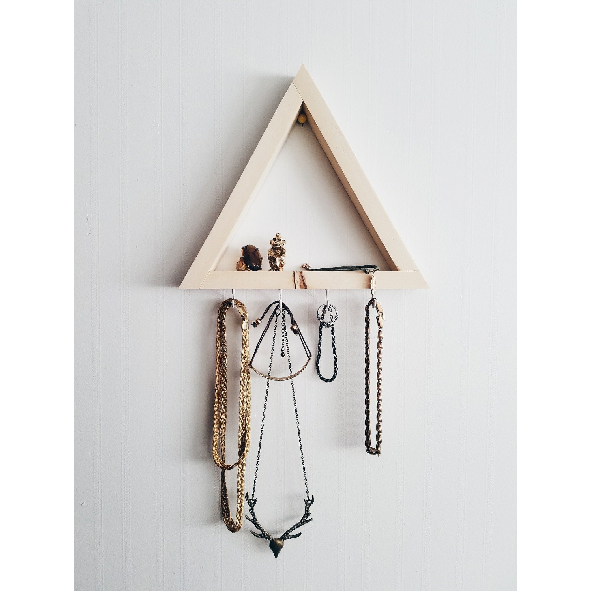 Wood Display Shelf with Hooks