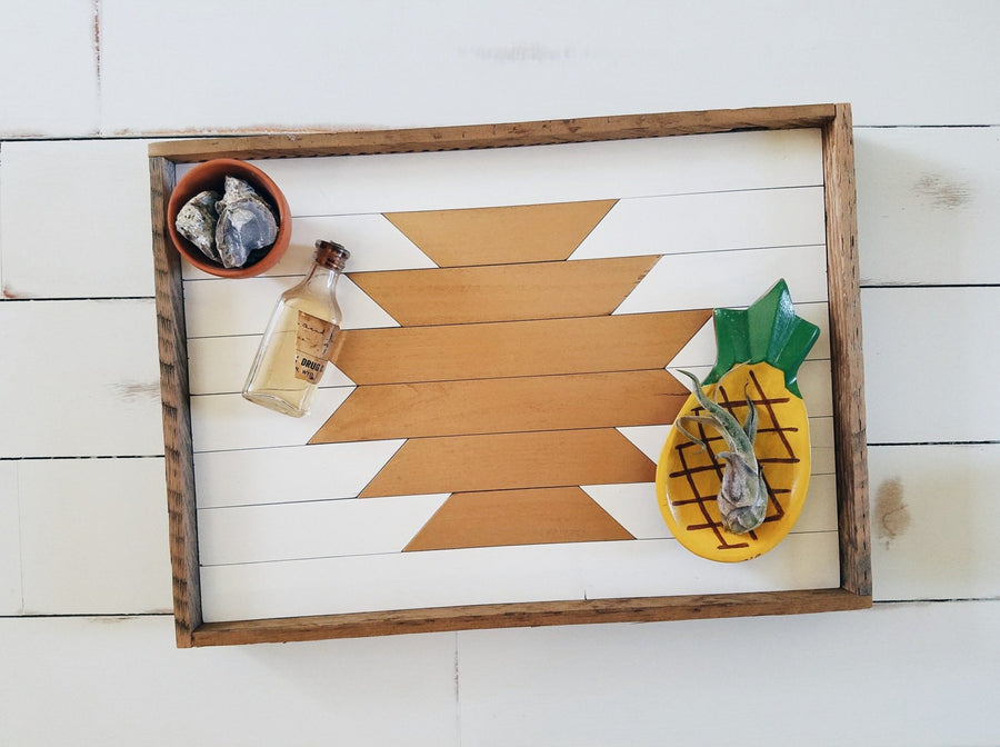White and Gold Aztec Tray