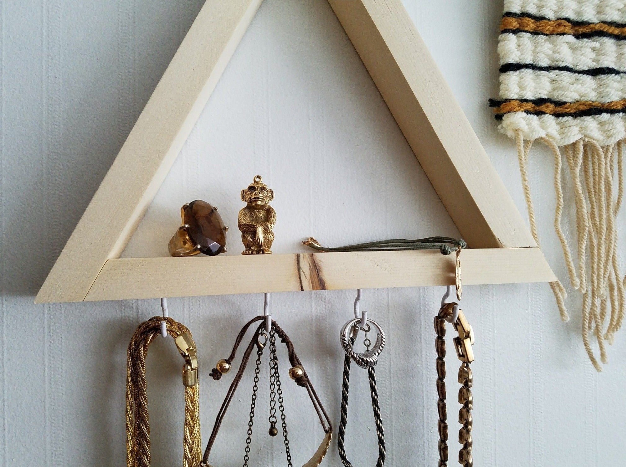 Wood Display Shelf with Hooks