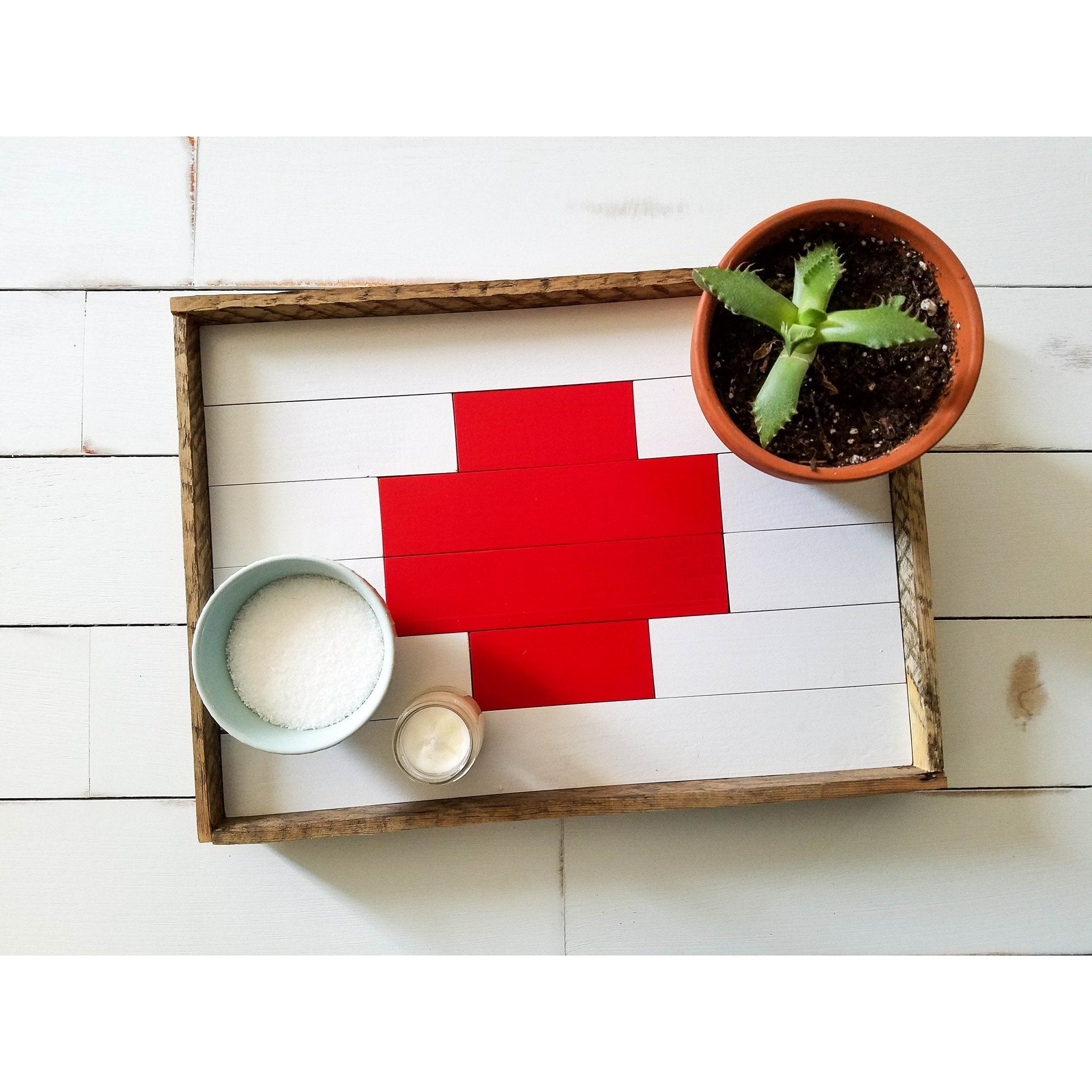 White and Red Swiss Cross Tray (Wholesale)
