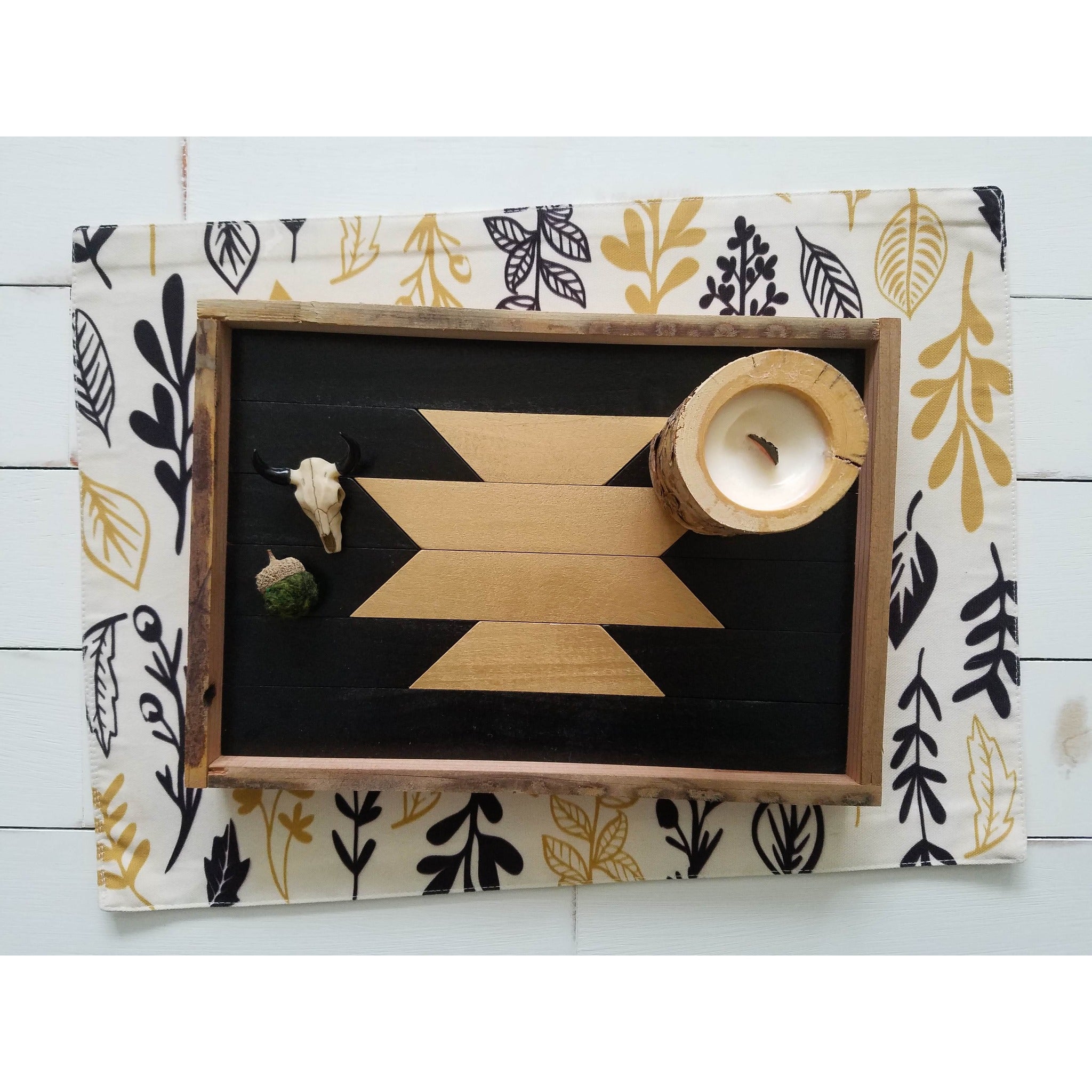 Black and Gold Aztec Tray (Wholesale)