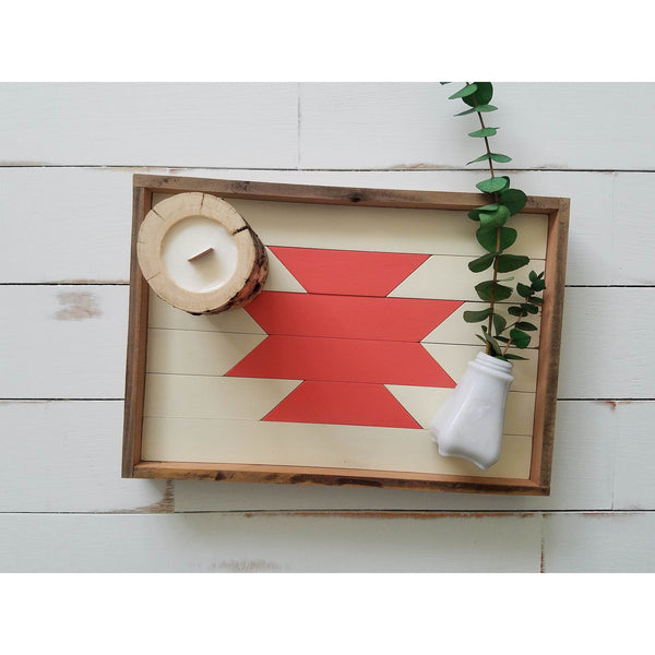 White and Salmon Aztec Tray (Wholesale)