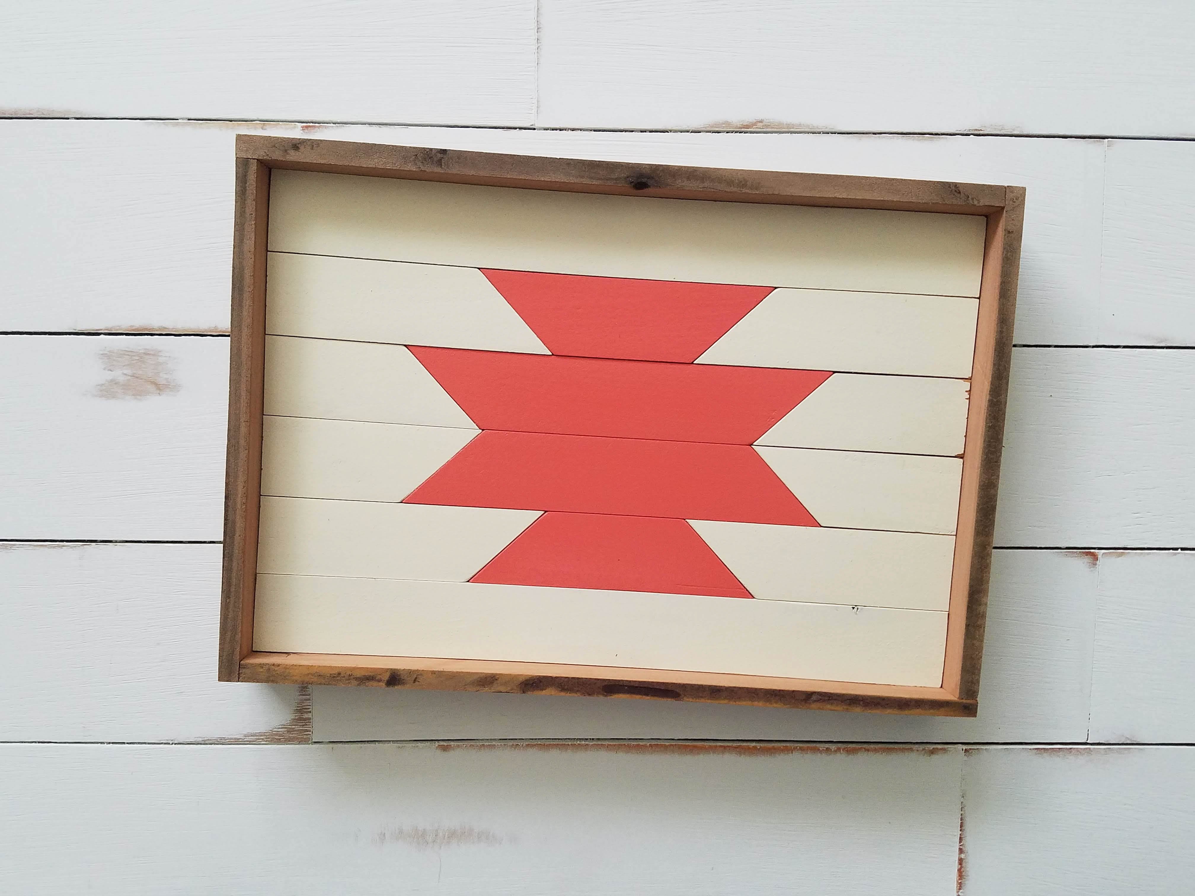 White and Salmon Aztec Tray
