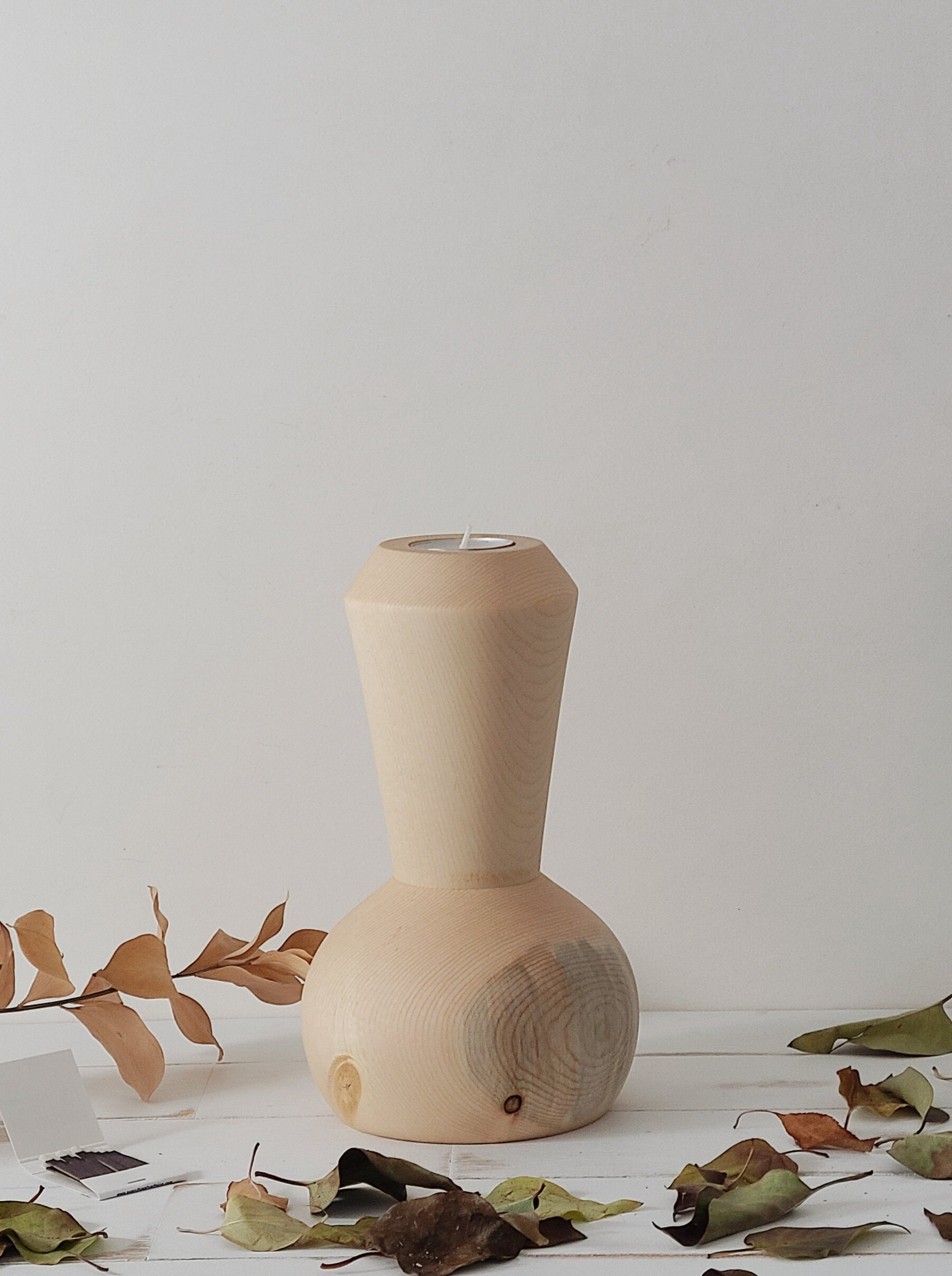 Wood Candlestick Set of 2
