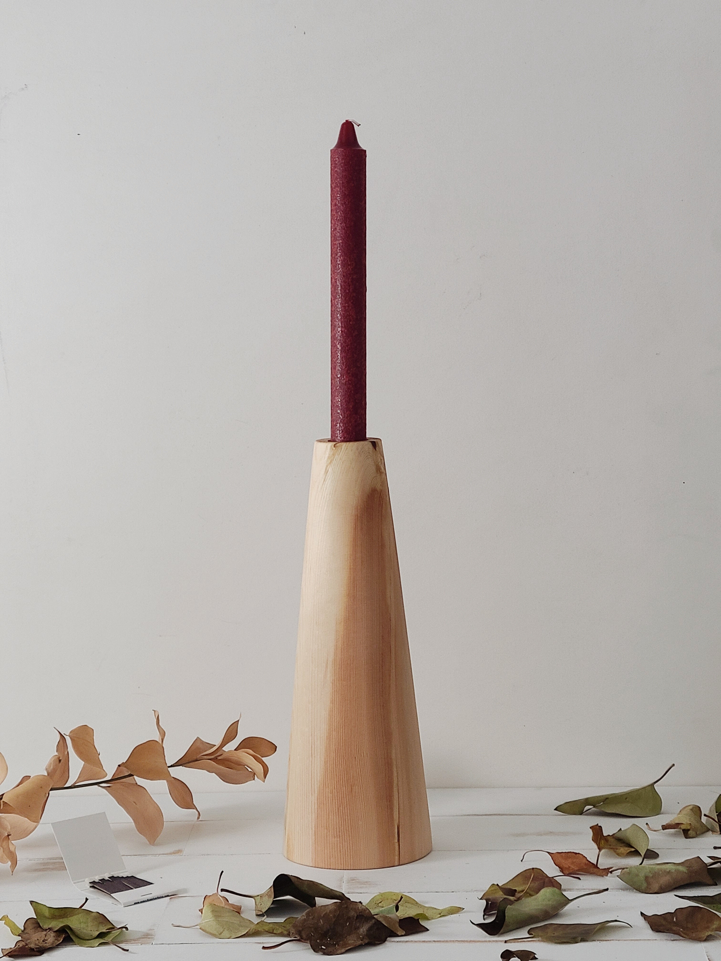 Wood Candlestick Set of 2