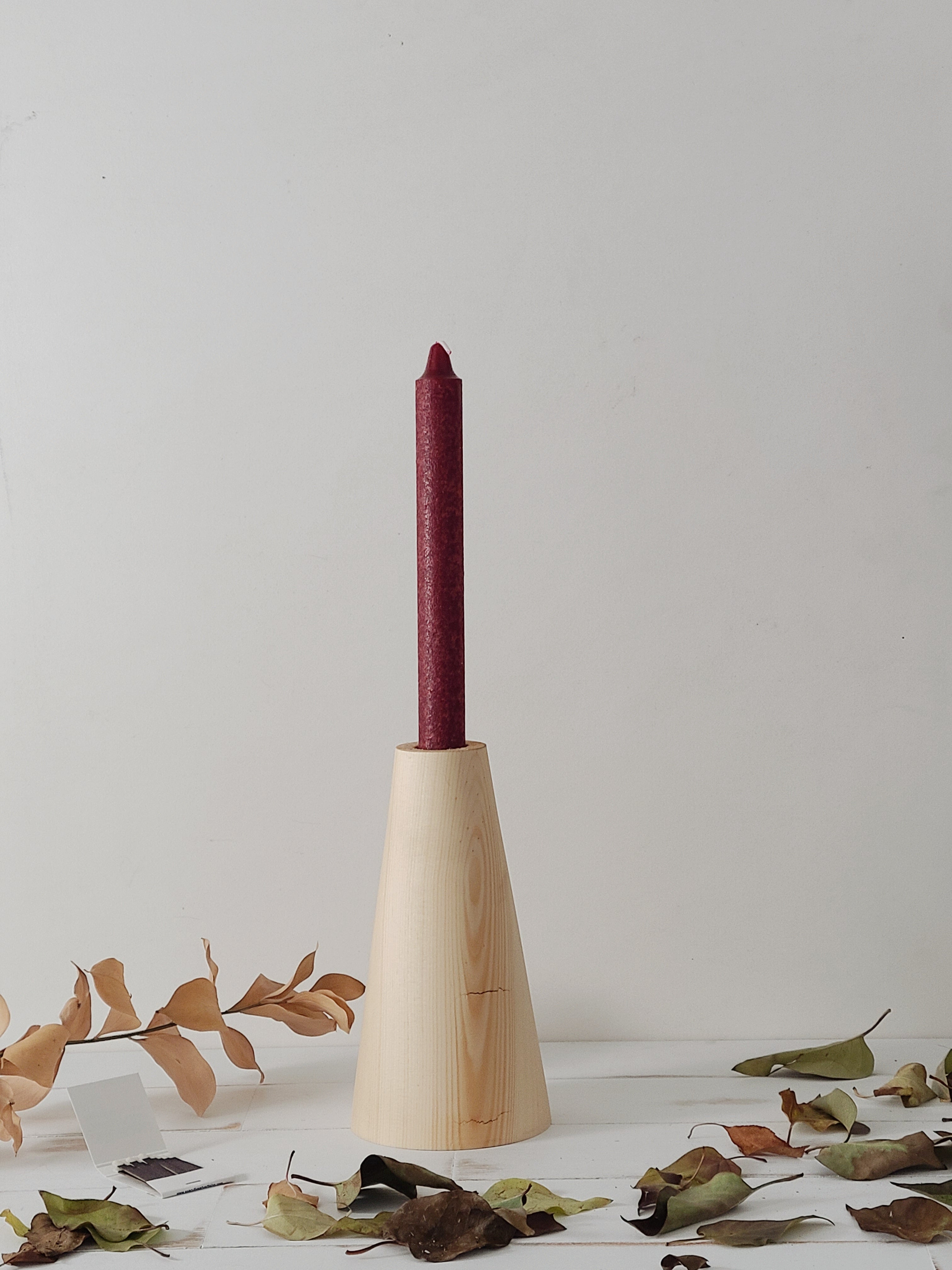 Wood Candlestick Set of 2
