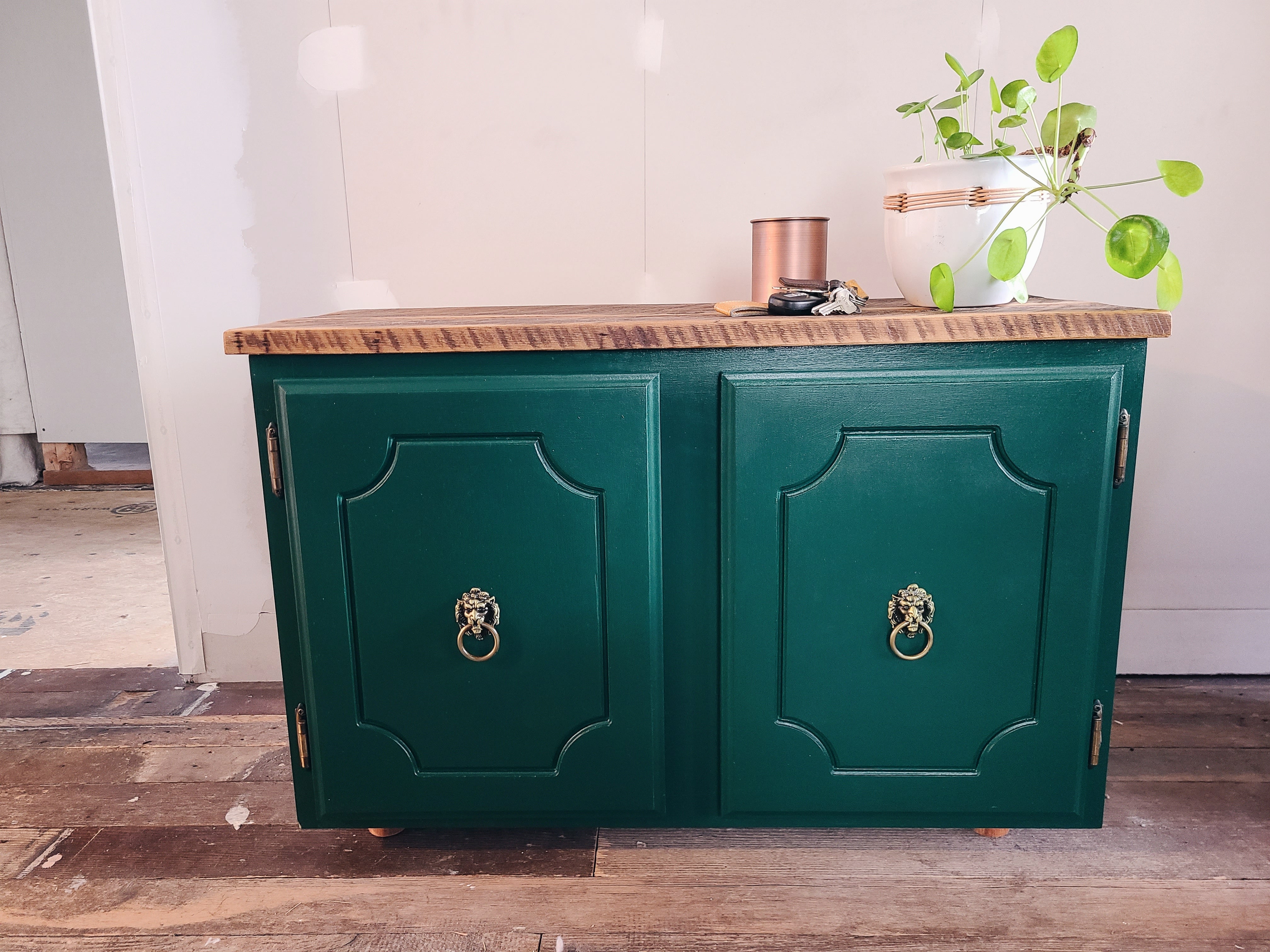 Refinished Entryway Bench with Shoe Storage