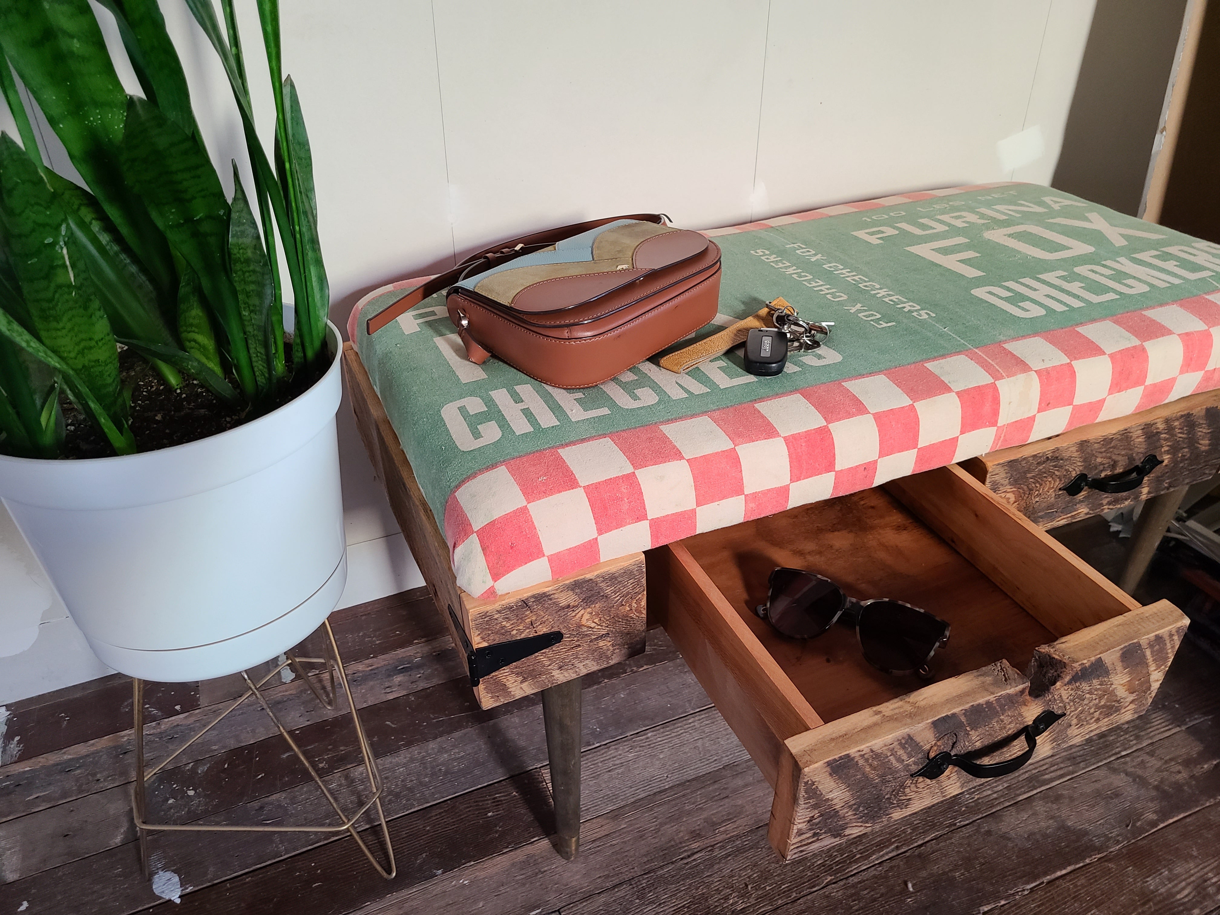 Handmade Farmhouse Bench with Storage