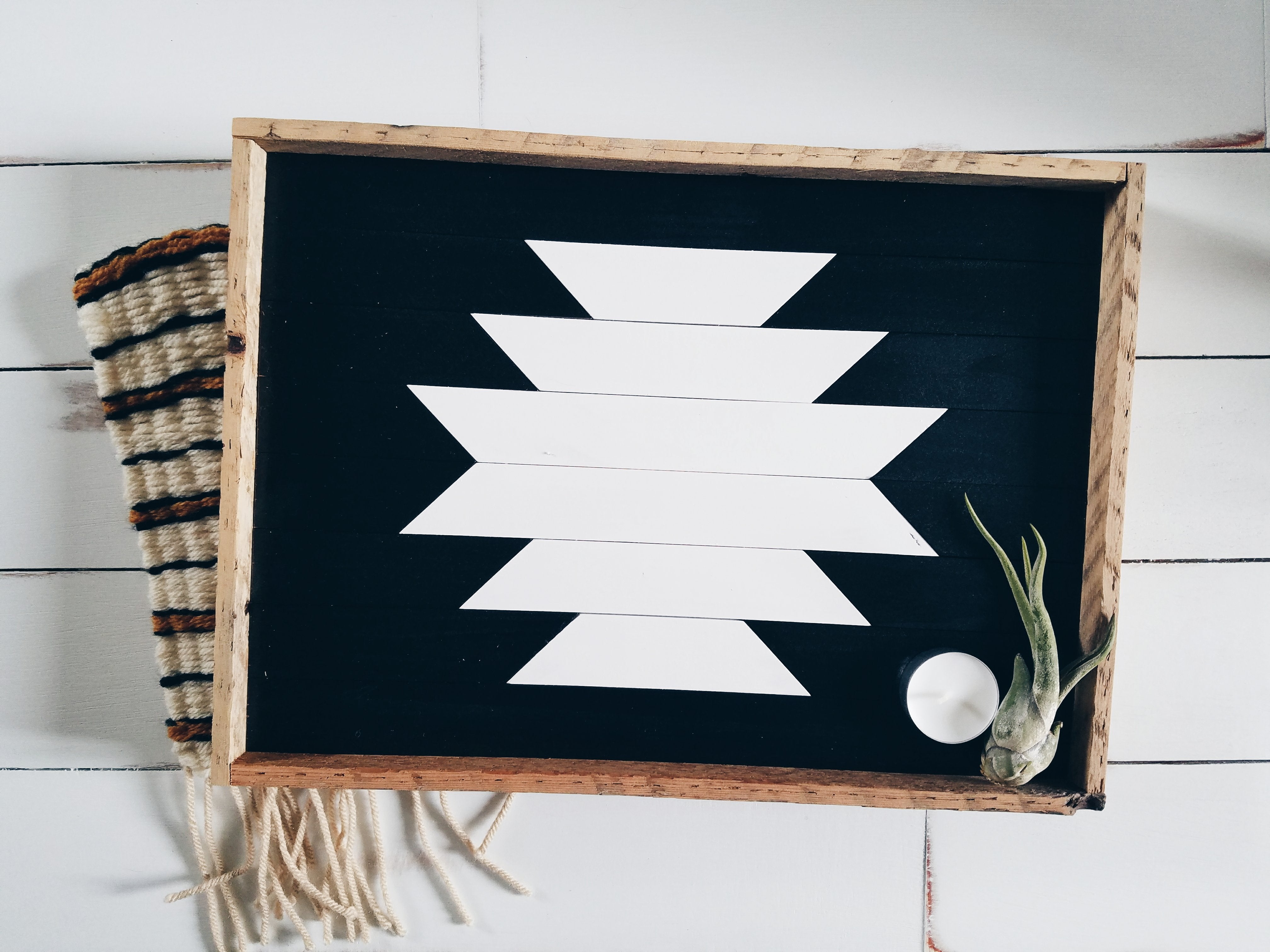 Black and White Aztec Tray