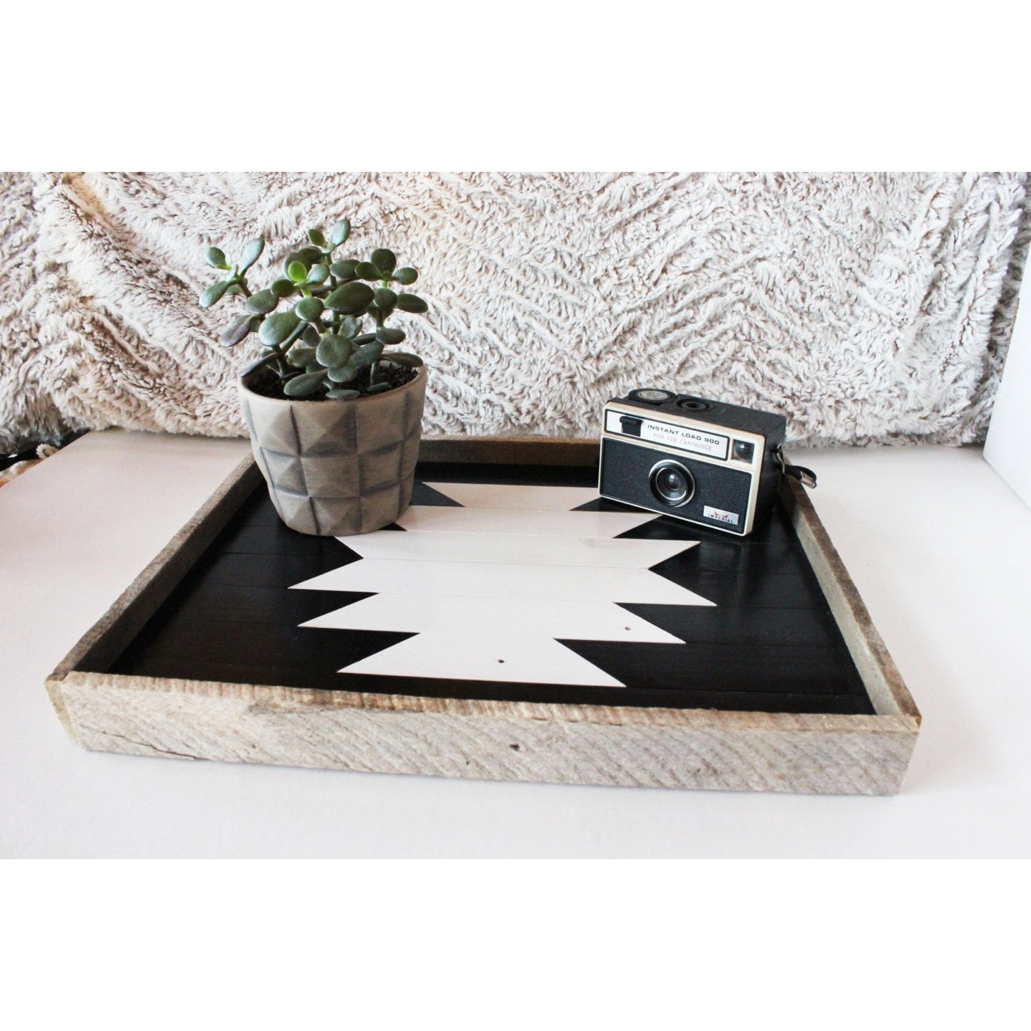 Black and White Aztec Tray (Wholesale)